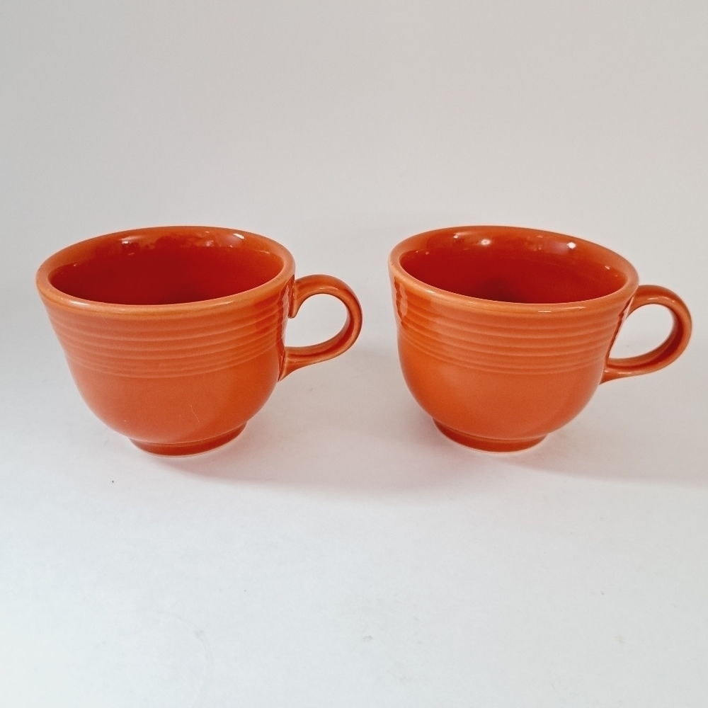 Fiesta Homer Laughlin China Co Burnt Orange‎ 2 Piece Tea Cup Set
